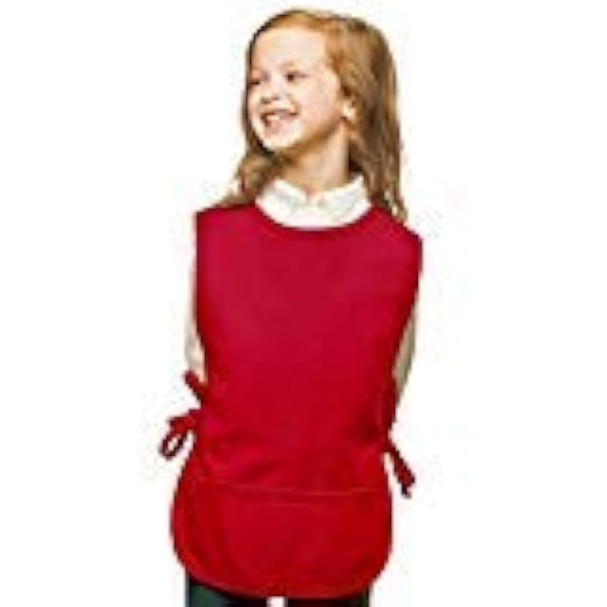 Red Kids Art Smock, Apron, Poly/Cotton Twill Fabric