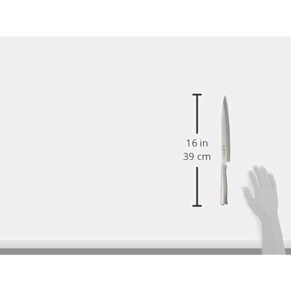 Made by Fujitora Yanagiba 240mm Made in Japan Molybdenum Vanadium Steel Single Edge Kansai Style Sashimi Knife All Stainless Steel Dishwasher Safe SD Molybdenum Vanadium Steel FU-622 Silver