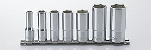 Koken 3/8 (9.5mm) SQ. Hexagonal BSW deep socket (British standard socket) rail set 7 pieces RS3300W/7