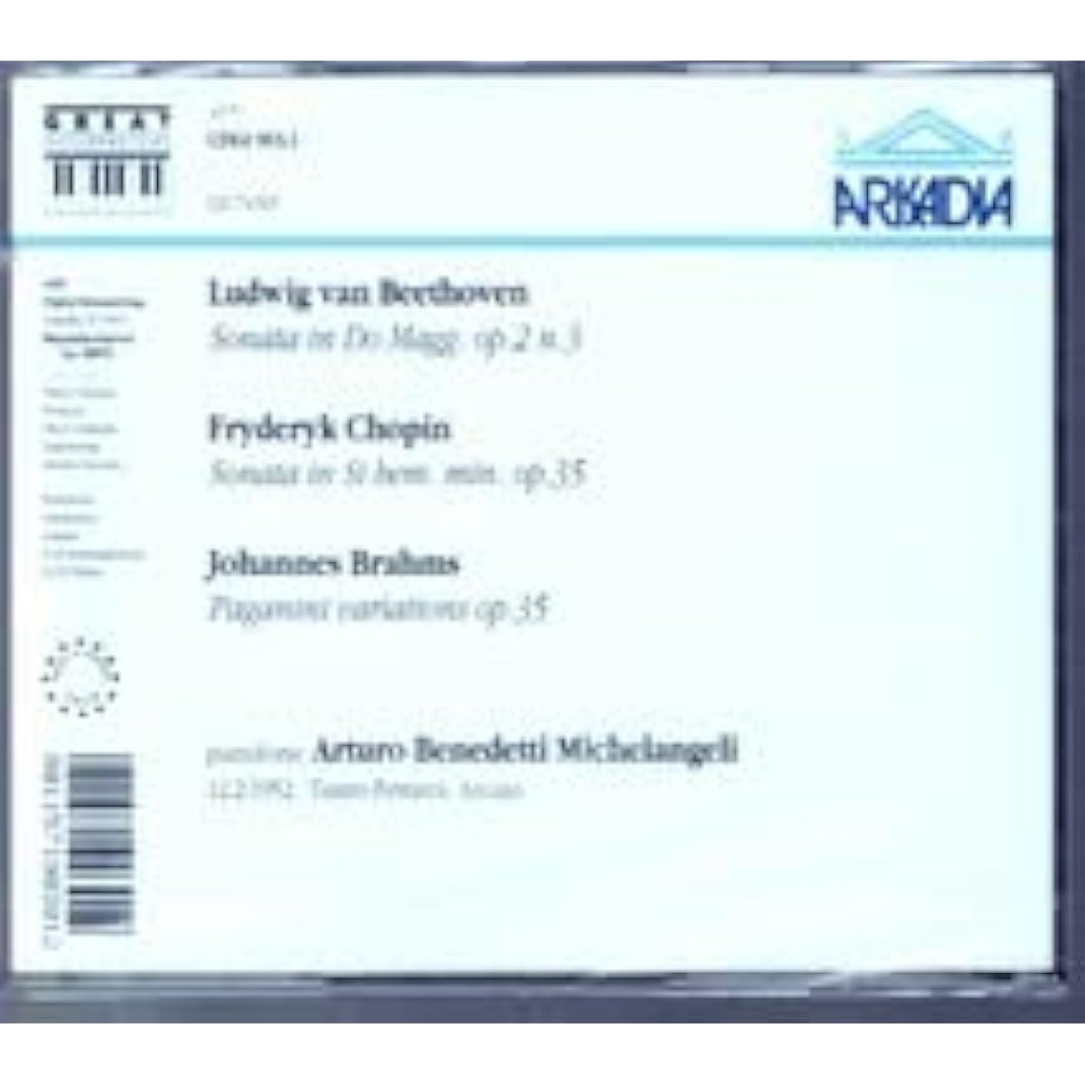 Brahms Variations on a Theme by Paganini Chopin Piano Sonata No. 2 "Funeral March" etc. Michelangeli ARKADIA