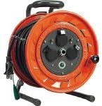 HATAYA Cord Reel for Indoor Use, 100V Type, Cord 20m, Thickness 2.0㎟, Standard Type, Built-in Temperature Sensor (Wire Melt Prevention Function), Non-removal Type, 3 Outlets, Outlet Dustproof Cap, Built-in Pilot Lamp, For Home Use, Factory Use, Construct