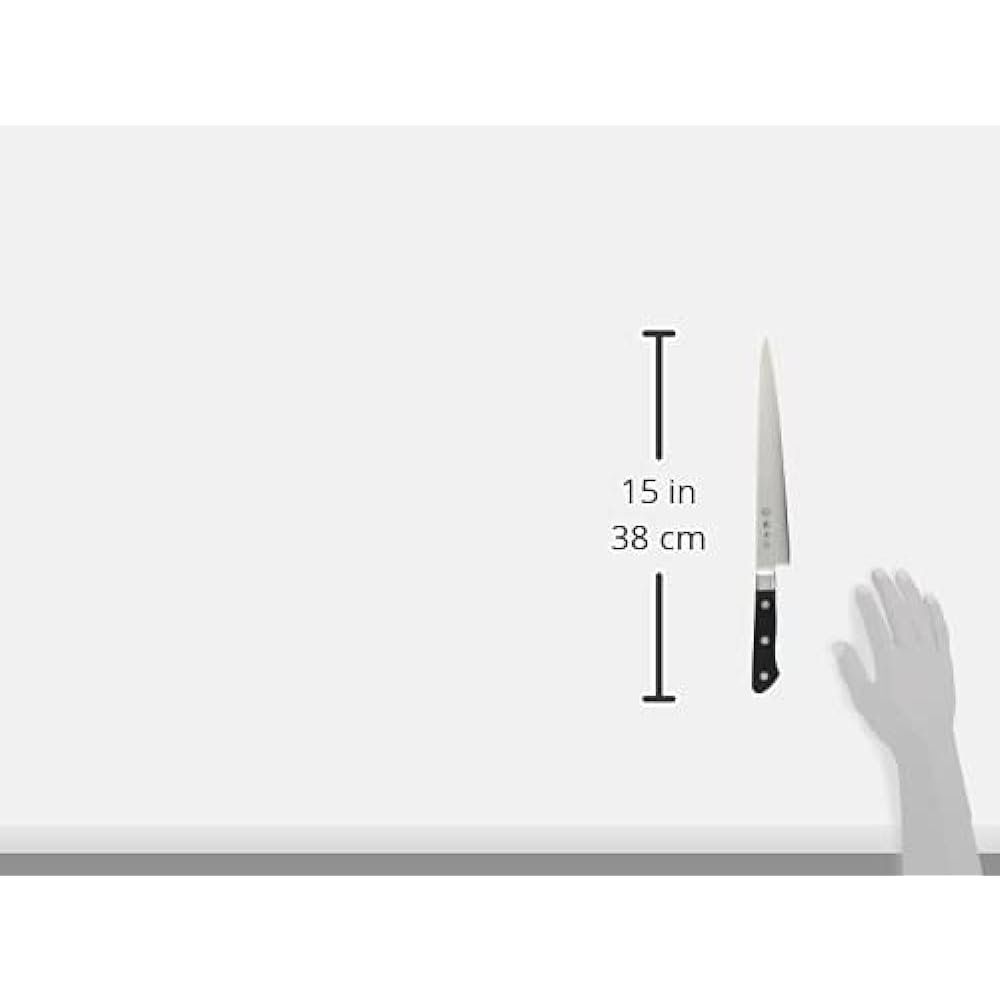 Made by Fujitora Sujihiki 240mm Made in Japan Cobalt Alloy Steel Double Edge Cuts a lump of meat along the lines DP Cobalt Alloy Steel Cutting Tool with Base FU-805 Silver/Black