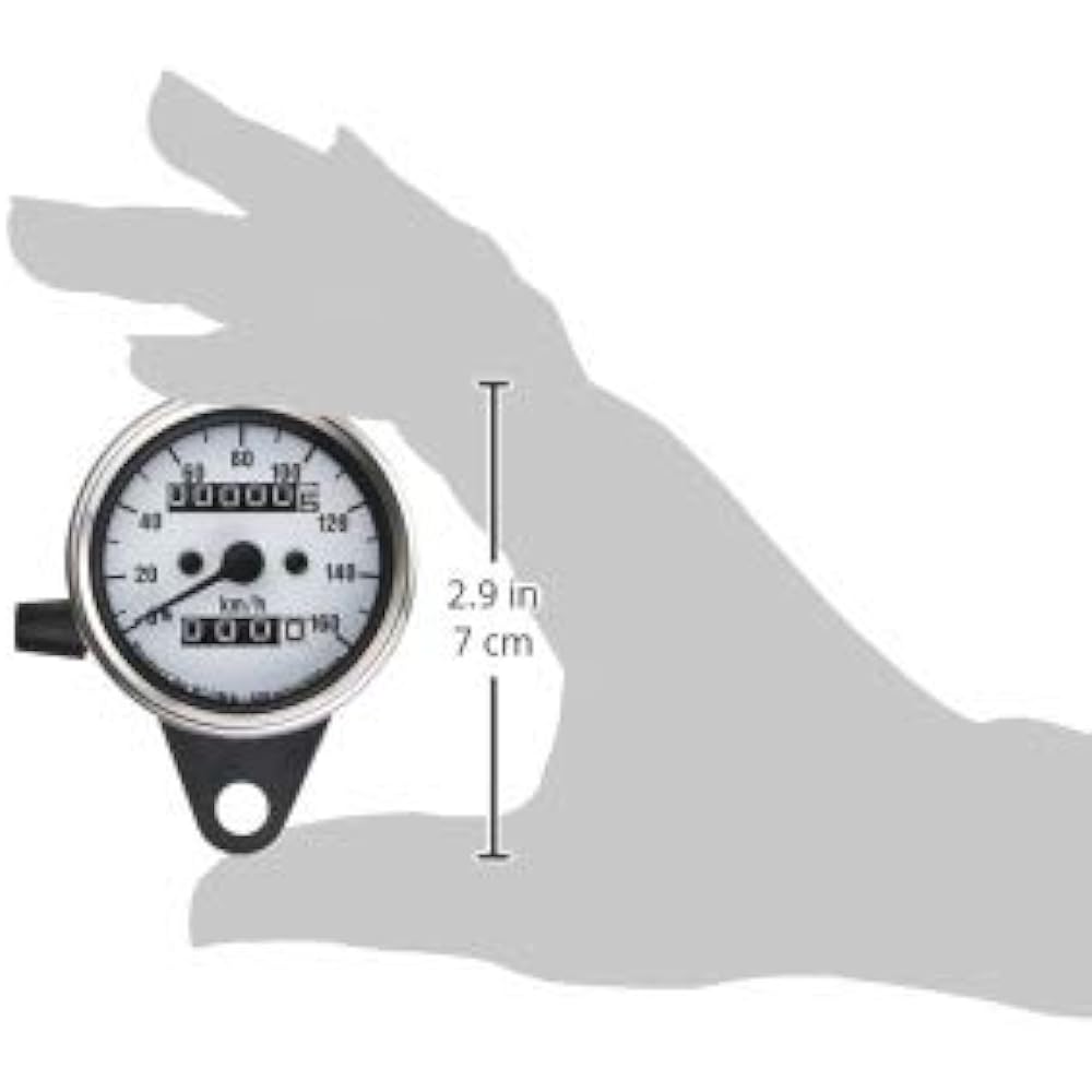 Kijima Motorcycle Bike Parts Speedometer Mechanical 160km/h 61mm Type A with Trip Universal White Panel 510-006W