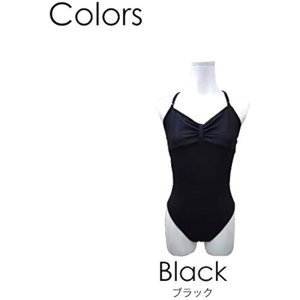 Ballet Leotard, Made in Japan, Halfbeak, High Leg Specification, Ribbon Passe, Black, Lycra Material, Rhythmic Gymnastics, Children, Adults