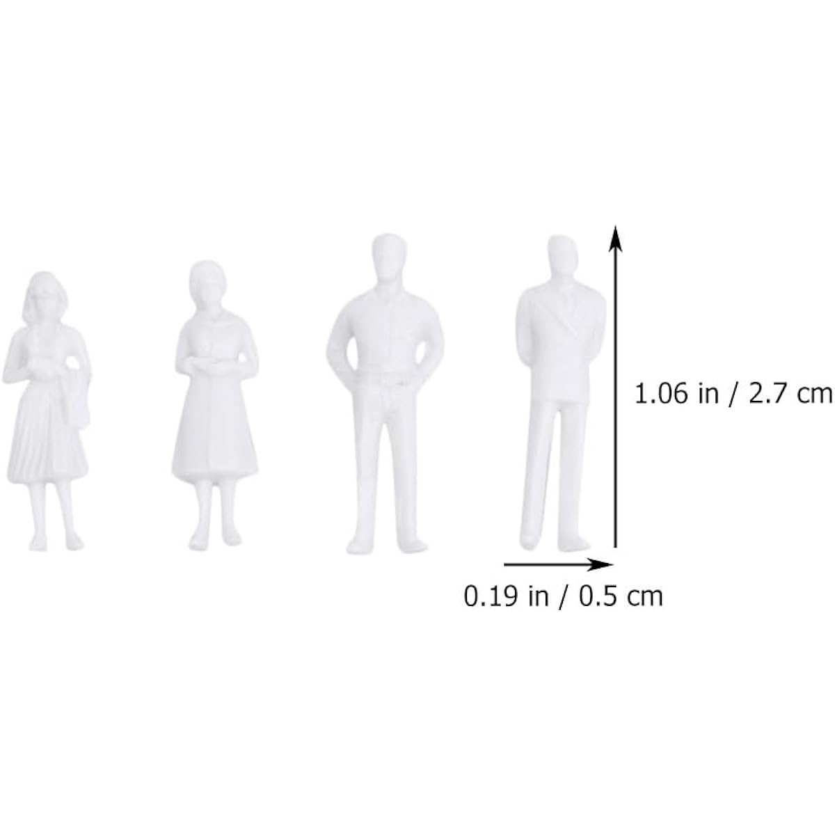50pcs Painted People Figures Plastic Lifelike Models White Miniature Figures People Scale Models