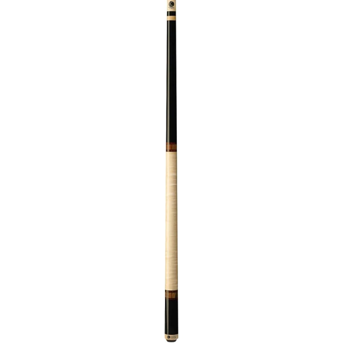 Lucasi Custom Mystic Black and Curly Maple Pool Cue with Cocobola Snakewood Band Ring