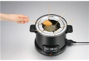 Electric tabletop skewer fryer (fryer/tempura pot) with removable skewer ring ``Hon Wakafe'' Made in Japan
