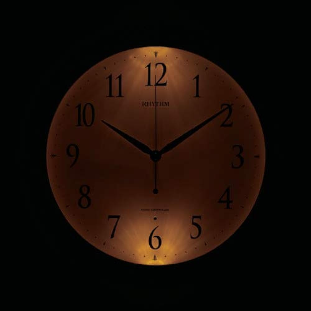 RHYTHM Wall Clock Radio Analog Pure Light Marlon Continuous Second Hand Dark Light Automatic Lighting Wood Blue RHYTHM 8MYA23SR04 ф33.5x5.4cm