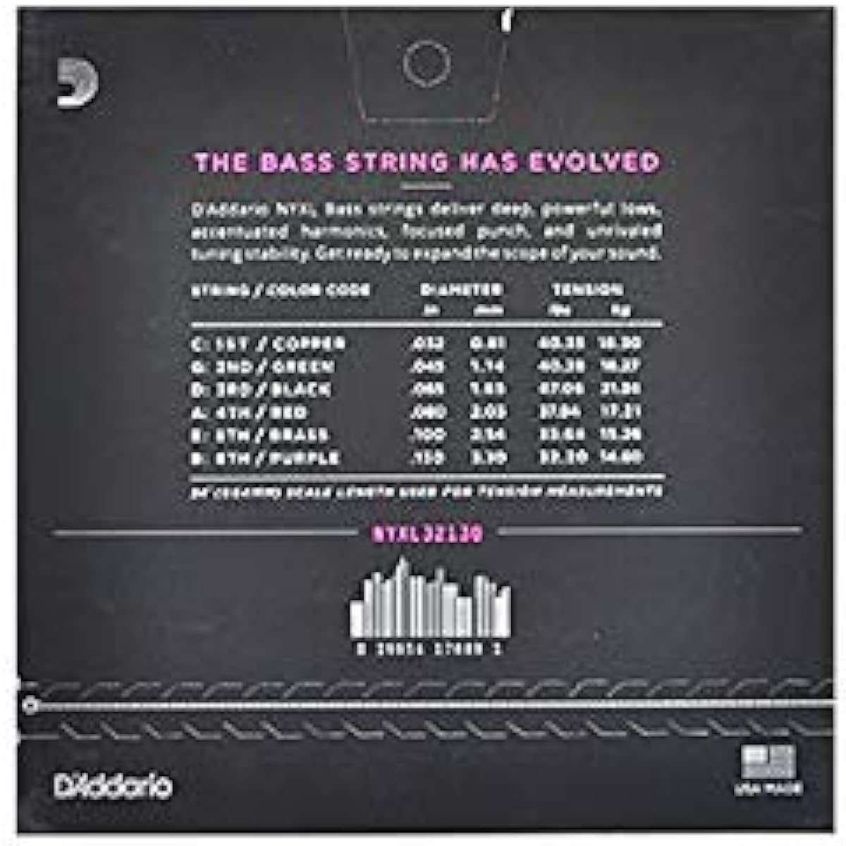 DADDARIO 6-string electric bass strings NYXL32130 Long Scale Regular Light 6-String 32-130