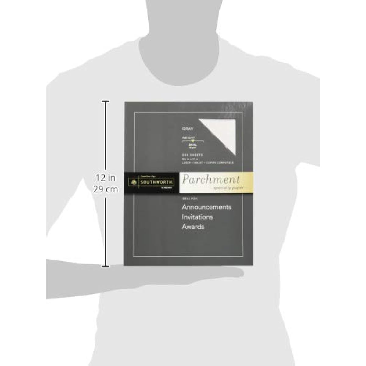 Parchment Specialty Paper, Gray, 24 lb, 8-1/2 x 11 inches, 500 sheets/box