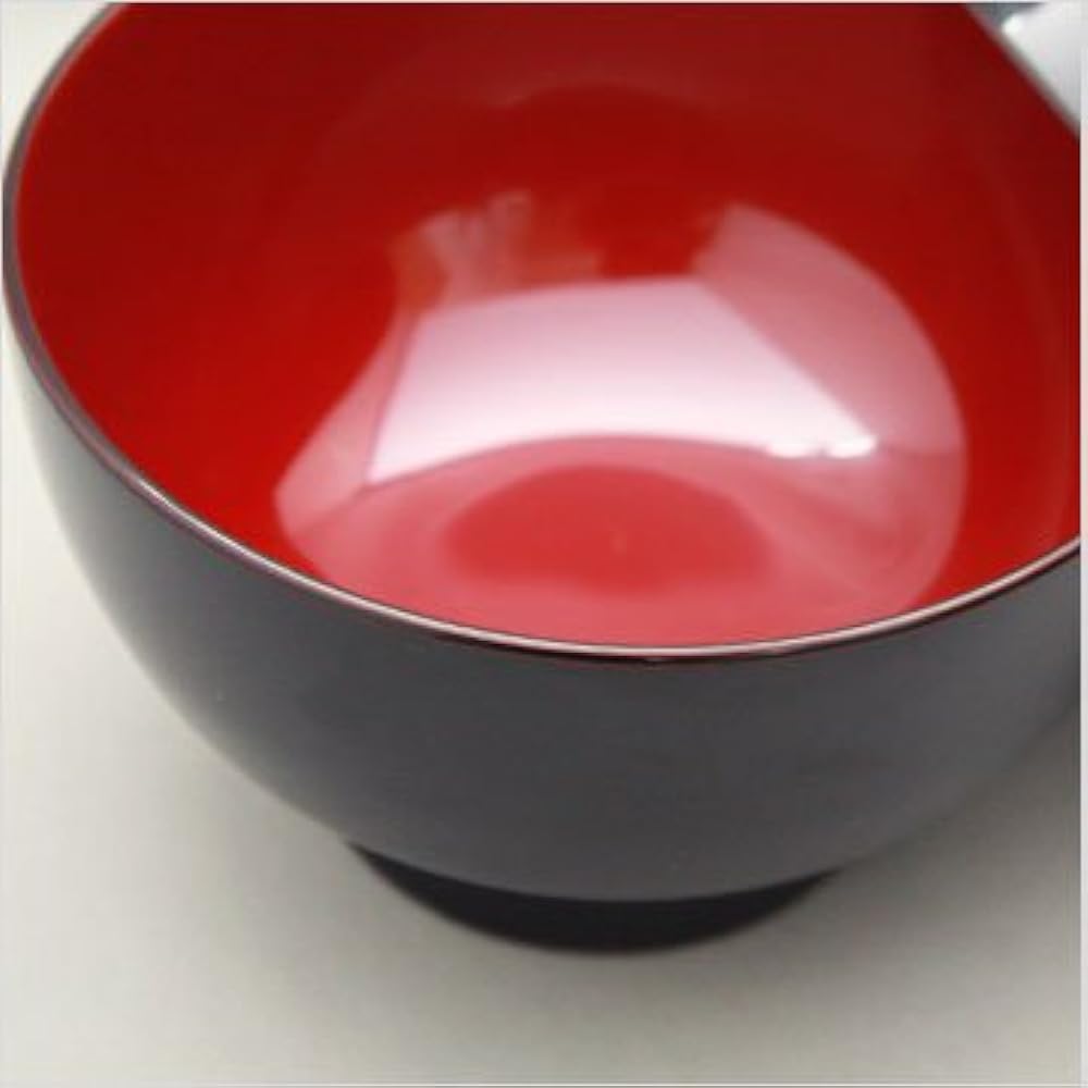 Zoni bowl with lid, black interior vermilion, Echizen lacquerware, diameter approx. 13cm, set of 5, boxed