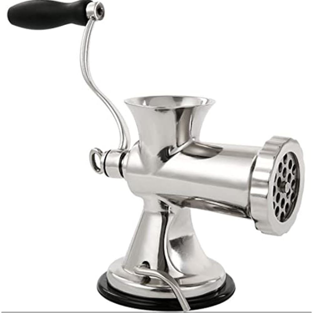 KUWAN Mincing Machine, Manual Mincer, Meat Grinder, Manual Home Use, Suction Cup Meat Grinder, Intestine Stuffing, Meat Mincer, Tabletop Mincer, Stainless Steel, Chopping, Washing with Water