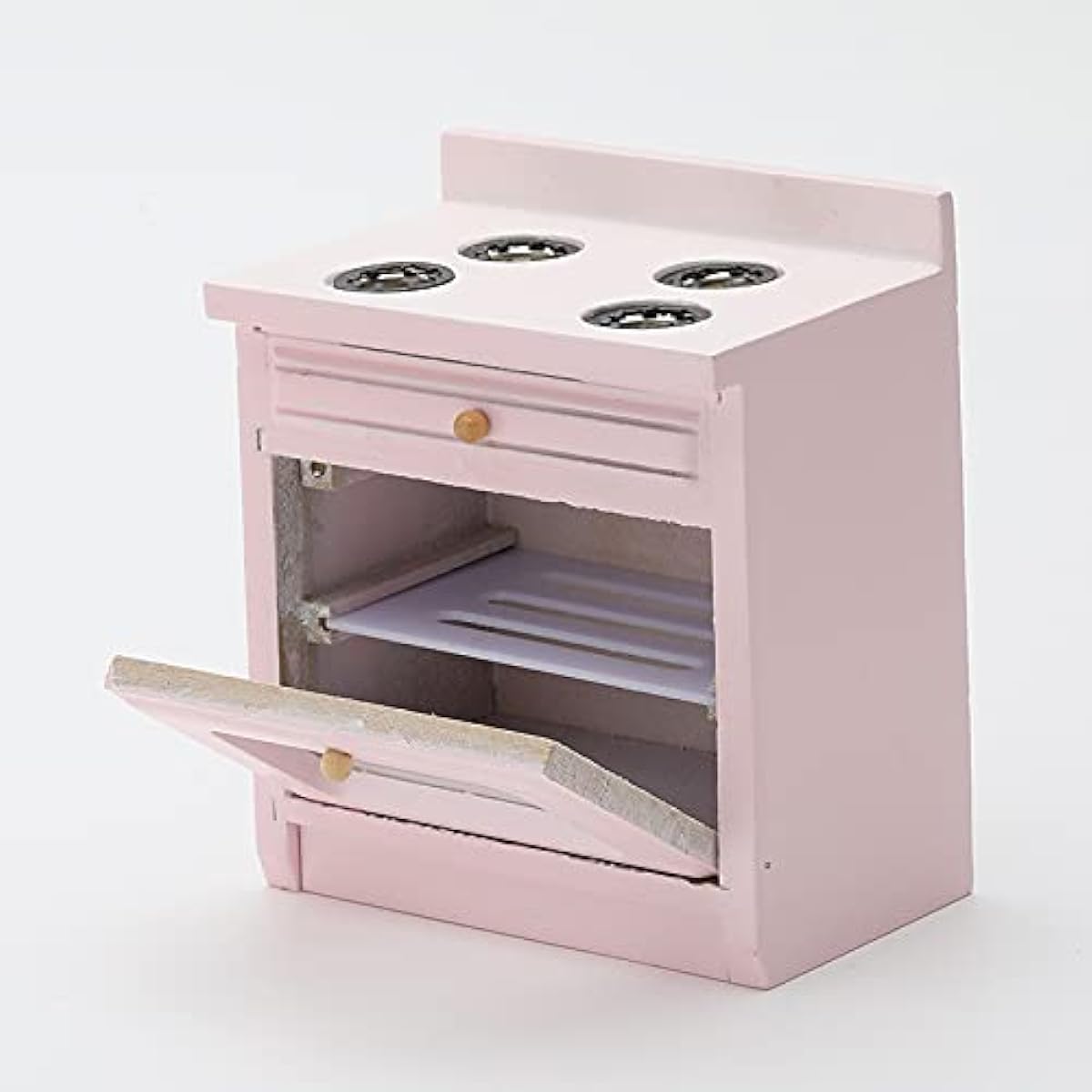 Miniature Dollhouse Kitchen Cabinet Set 1:12 Scale Wooden Furniture Model Freely Mix and Match 4 Pieces Dollhouse Accessories Furniture Kit Decorative Gift (Pink)