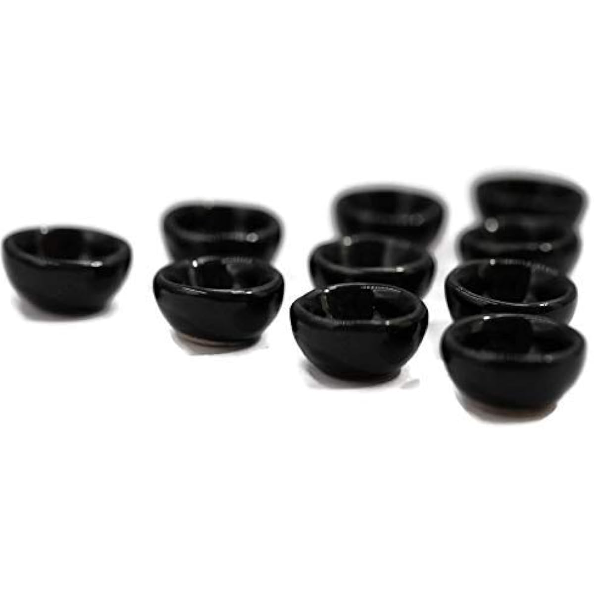 1shopforyou Black Round Bowl Dollhouse Miniature Ceramic 10x10mm 10pcs