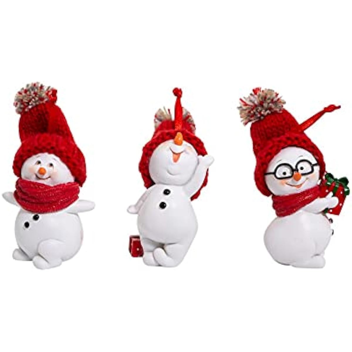 Mini Smile Snowman Ornaments, Set of 3