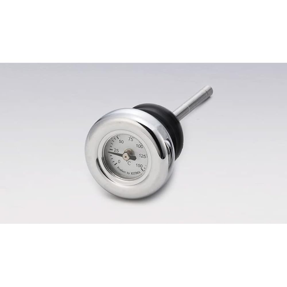 Kijima Motorcycle Bike Parts Dipstick Oil Temperature Gauge Softail ('84-'99)/XL ('93-'03) Chrome Bezel HD-04180