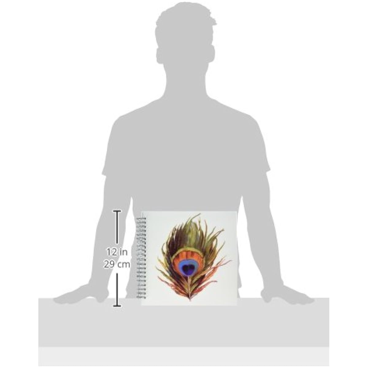 3dRose db_37447_2 Large Colorful Peacock Feather Memory Book 12 x 12 inches