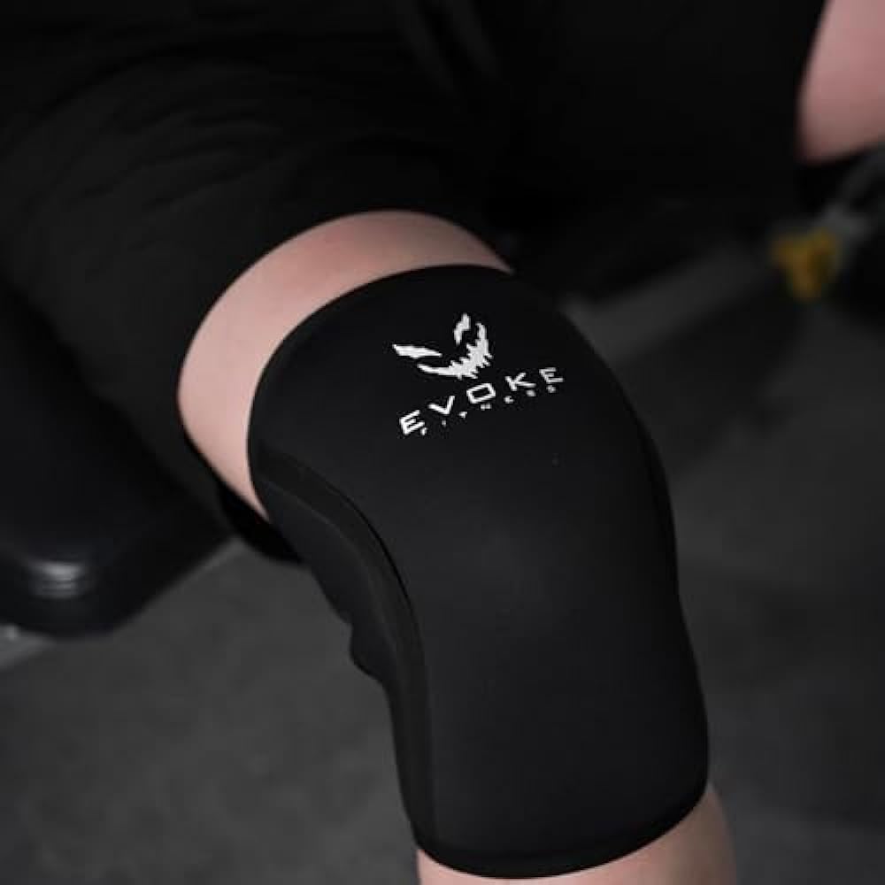 EVOKEFITNESS Knee Sleeves Strong Fit Muscle Training 7mm Knee Support Anti-slip Weightlifting Squat Left and Right Set