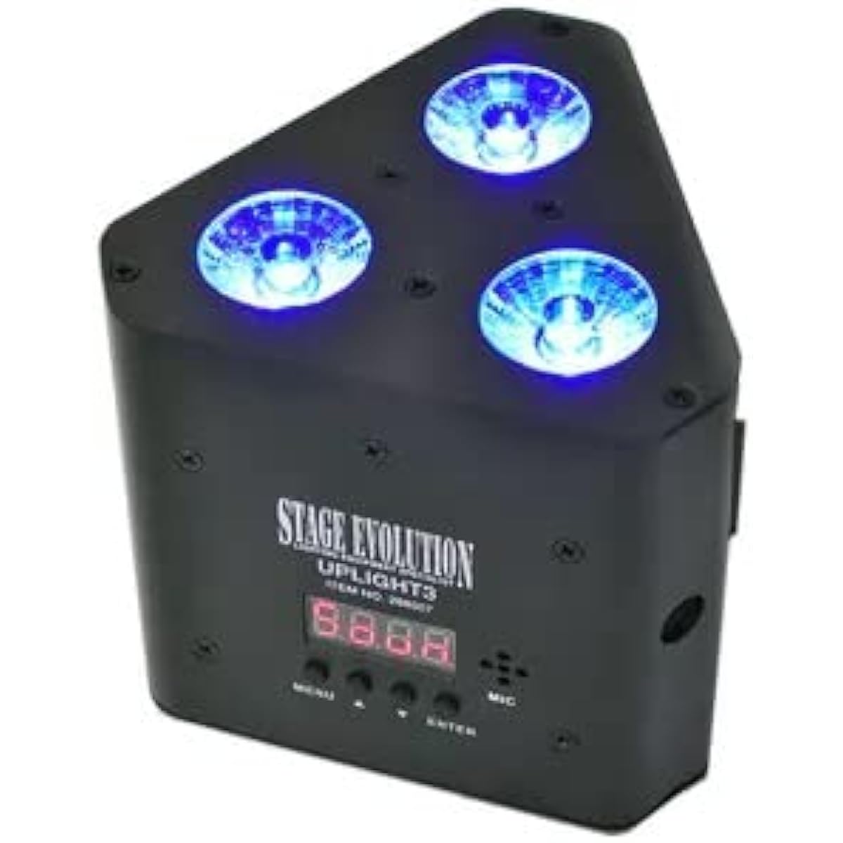 STAGE EVOLUTION LED Par Light with 3 4W RGB LEDs, UV Irradiation, DMX512 Compatible