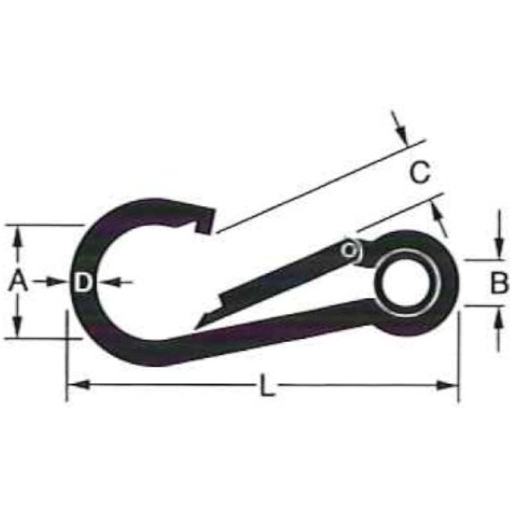 Nissa Chain Stainless steel spring hook with ring 10mm Reference working load 100kg SAH1100 10 pieces