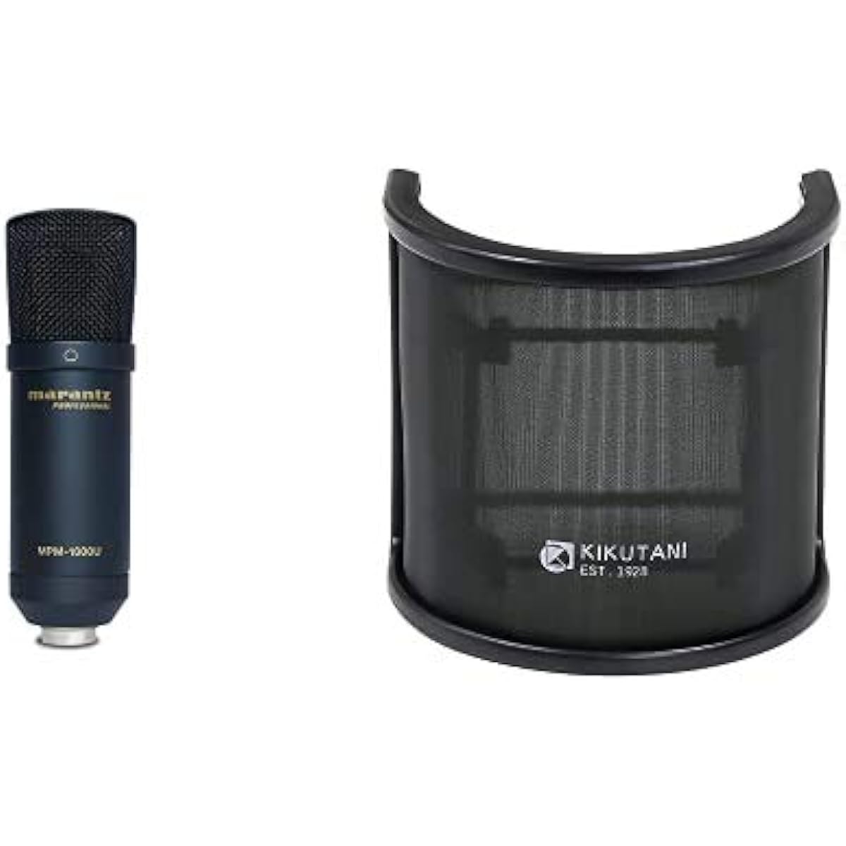 888M Marantz Pro Condenser Microphone MPM-1000U and Kikutani Pop Blocker PO-7 and PLUTINUM Microphone Stand Set