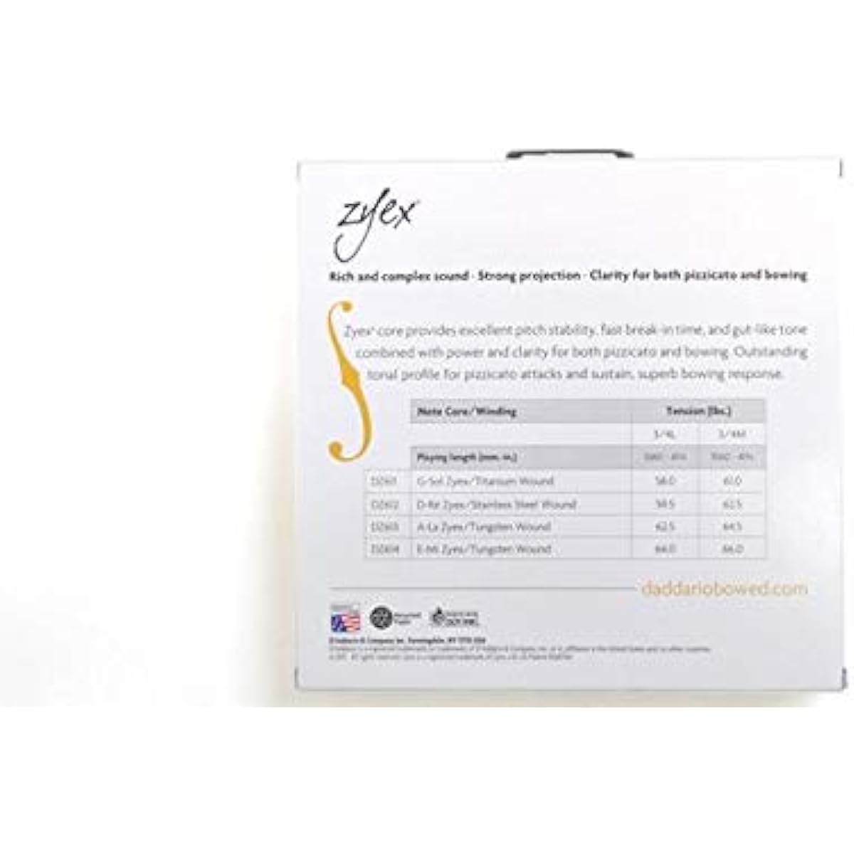 DADDARIO Double Bass String Set DZ610 3/4L ZYEX BASS SET 3/4 LIGHT
