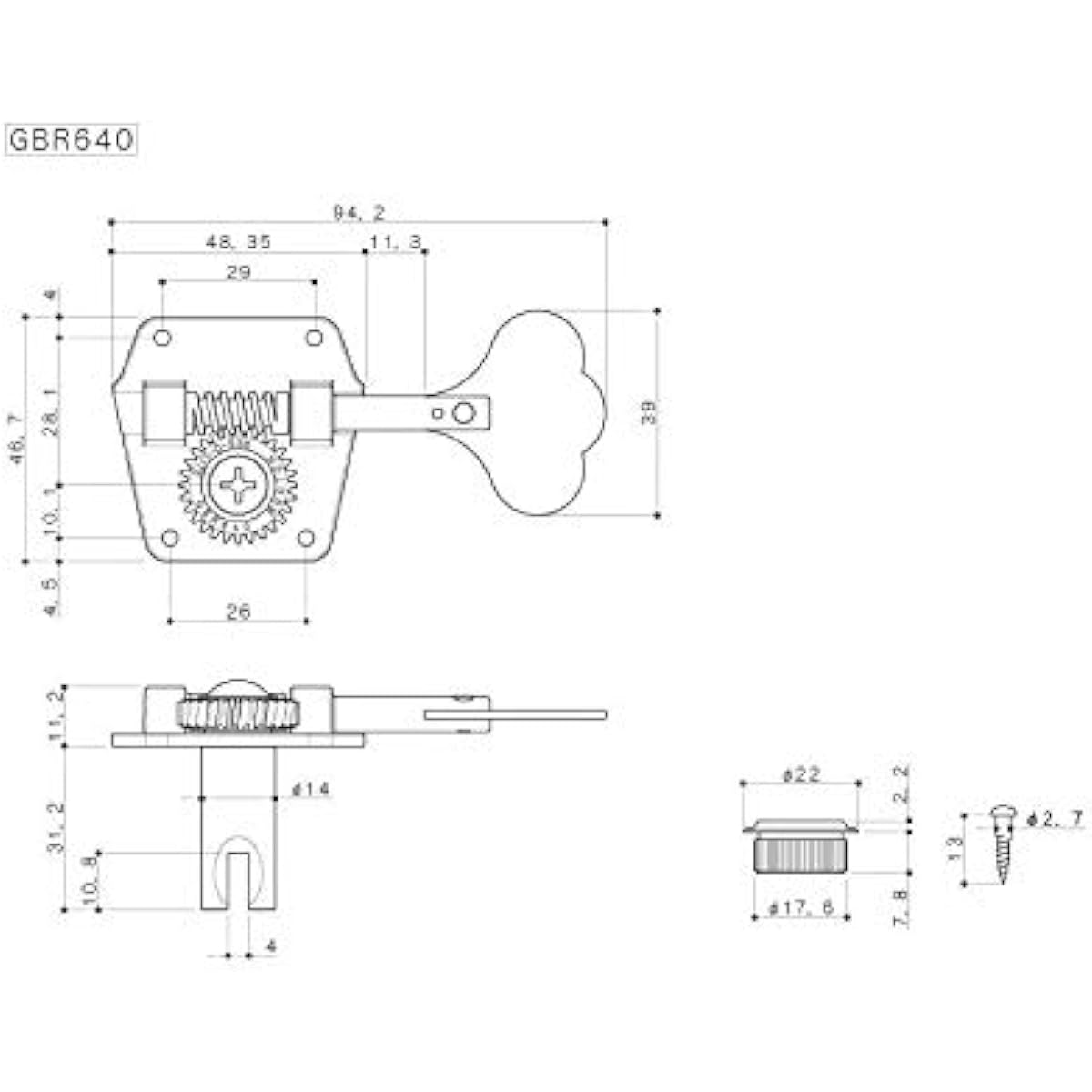 GOTOH Bass Tuner GBR640/L4 Gold