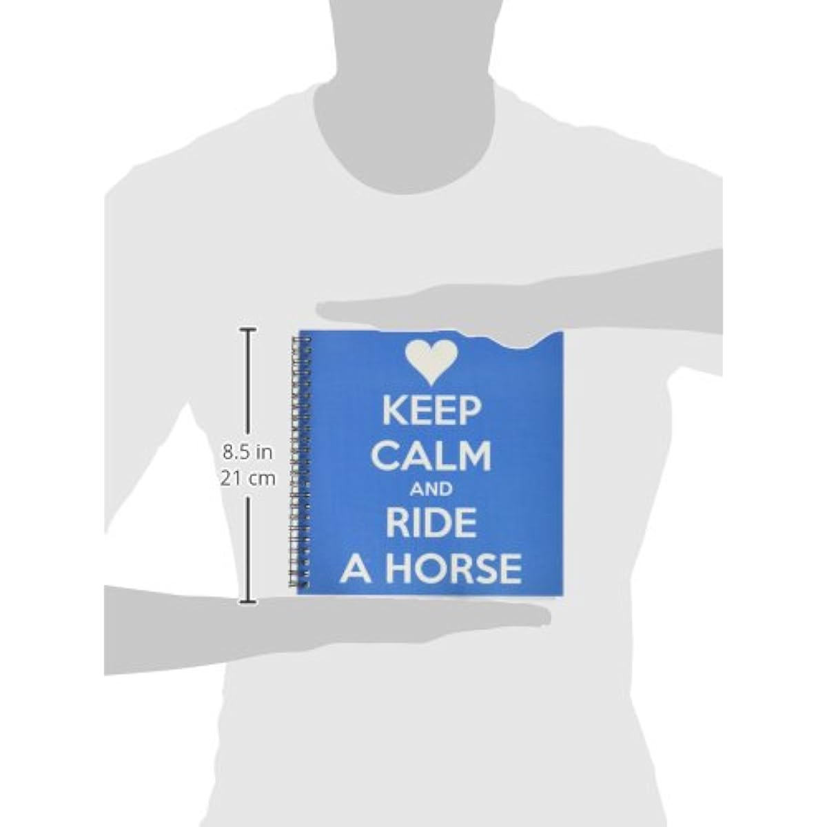 3dRose db_171903_1 Keep Calm and Ride a Horse. Blue and White. Horse Riding. Horse Lover-Drawing Book, 8 x 8 inches