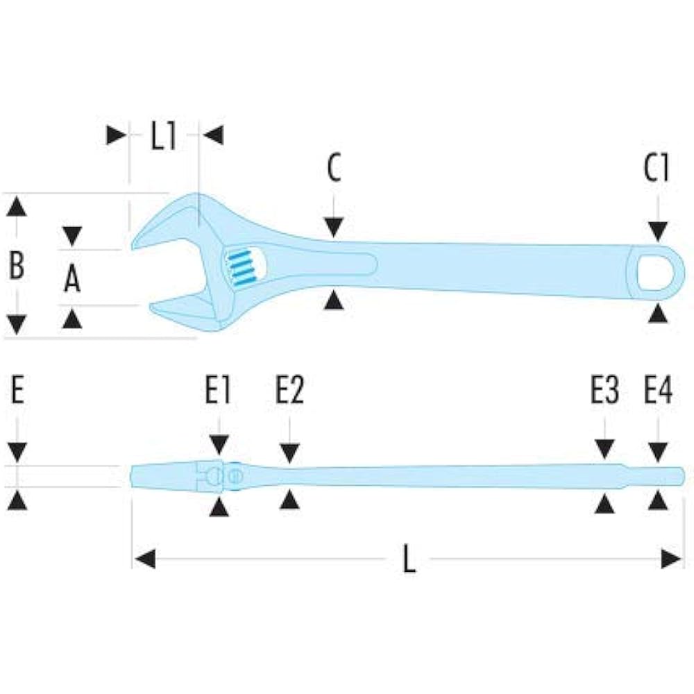 Facom Monkey Wrench 301mm Maximum Opening 41mm Adjustment Wrench 101.12G Grip Type With Adjustment Release Function Super Convenient Can Be Aligned With Nuts Instantly Chrome Plated Finish FACOM