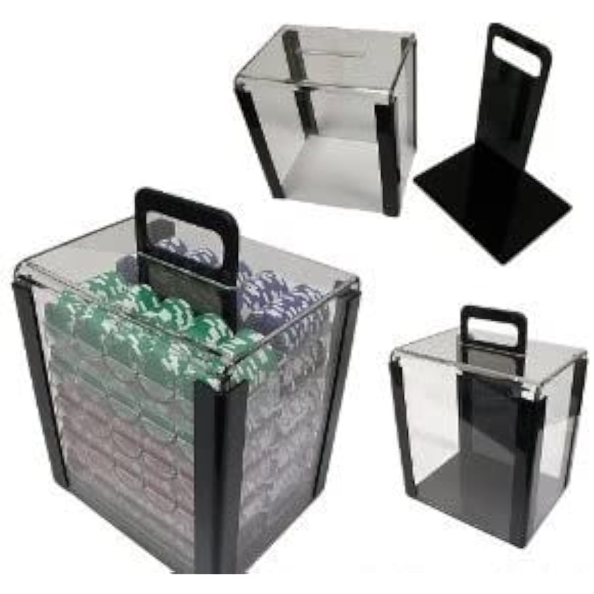 DA VINCI Dice Stripe Poker Chip Set 1,000 Pieces Heavyweight 11.5 Gram Chips with Acrylic Display Carrier Case and 10 Chip Rack