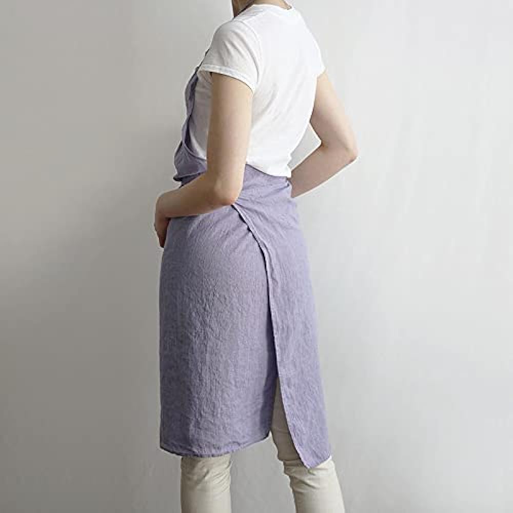 Lino e Lina Full Apron Sabine Old Lilac Apron Cute Simple Natural Apron Linen