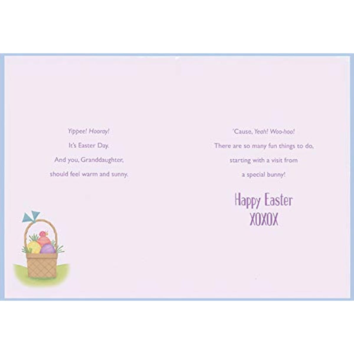 Designer Greetings Big Smiling Yellow Chick Holding Pink Tulips : Easter Basket Boy Easter Card for Young Granddaughter