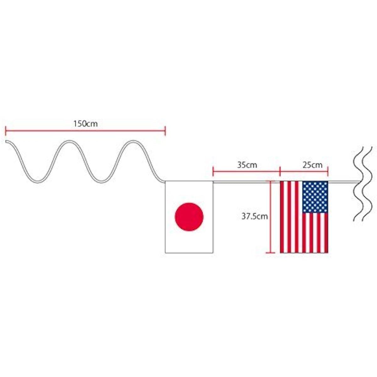 TOSPA Continuing International Flags 20 Countries S Size 25 x 37.5cm Total Length Approx. 15m Made of Tetoron Made in Japan