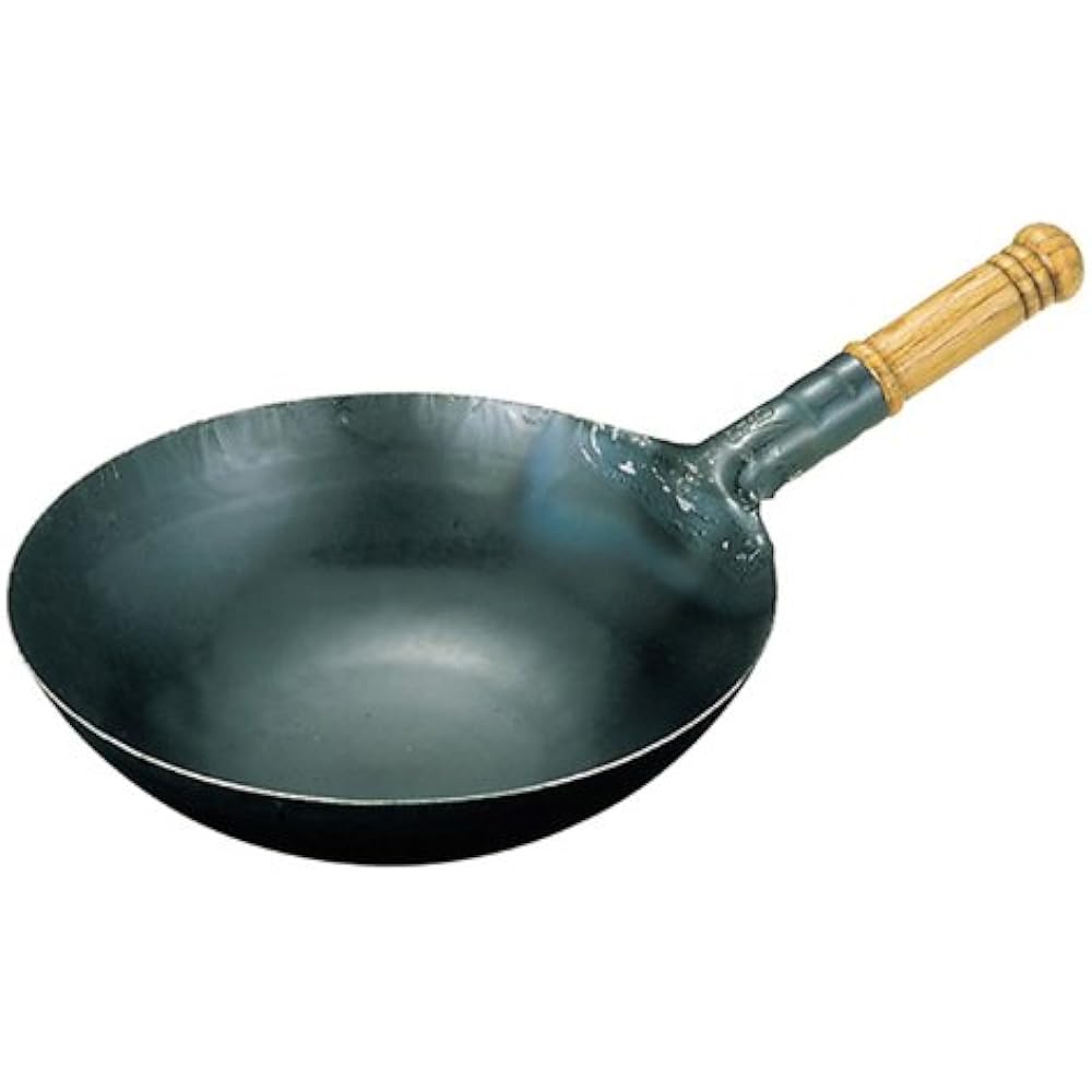 Yamada Industries Yamada Iron Hammered Wood Handle Chinese One Hand Pot 36cm
