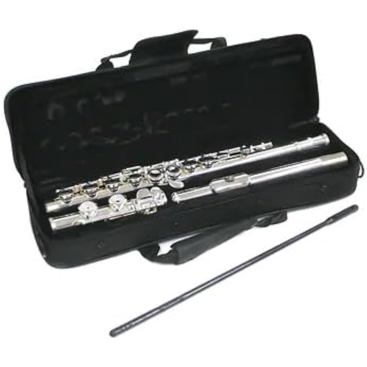 PLAYTECH Flute with Covered Keys, German Silver, Silver Plated Finish, Comes with Case