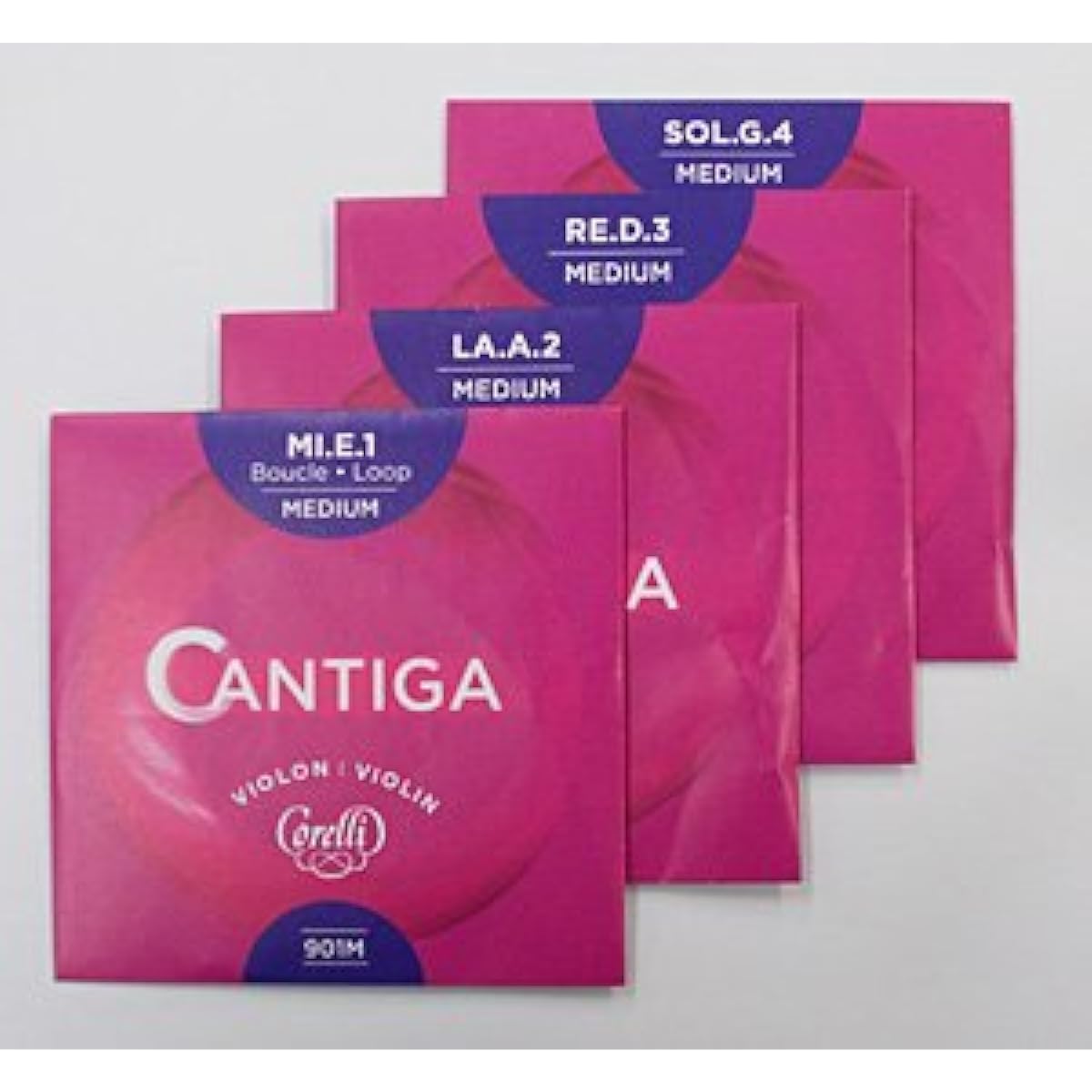 Corelli Cantiga Violin String Set (Medium Gauge, E String Loop End + ADG String)
