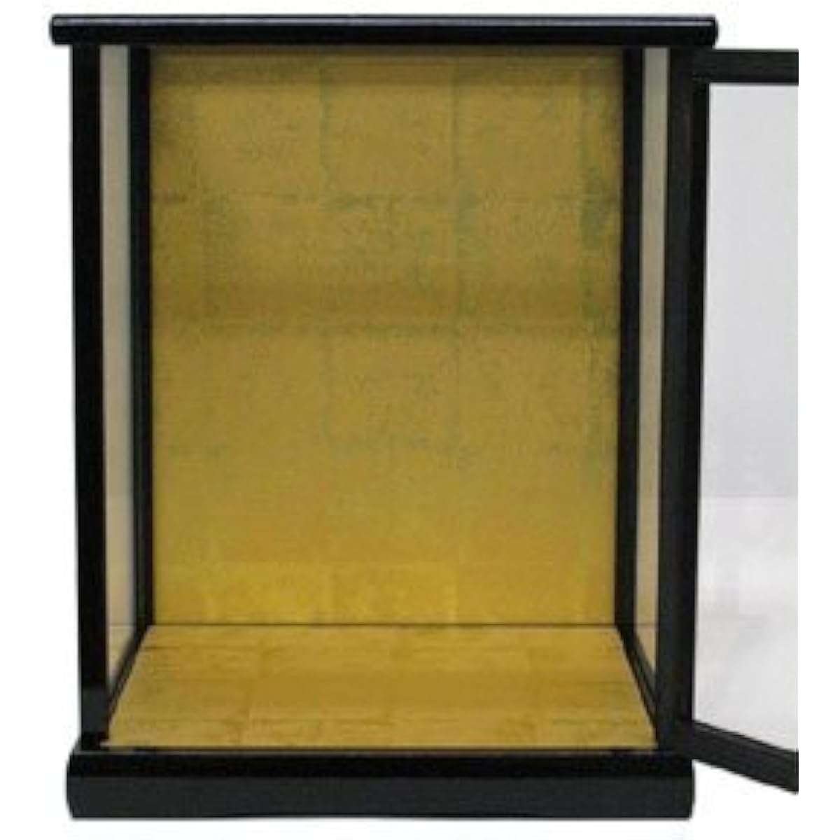 Kyoju doll case, width 24 x depth 20 x height 29.5 cm (inside dimensions), glass case, wooden, with door, black mulberry paint, Hata doll, children's doll, Japanese doll
