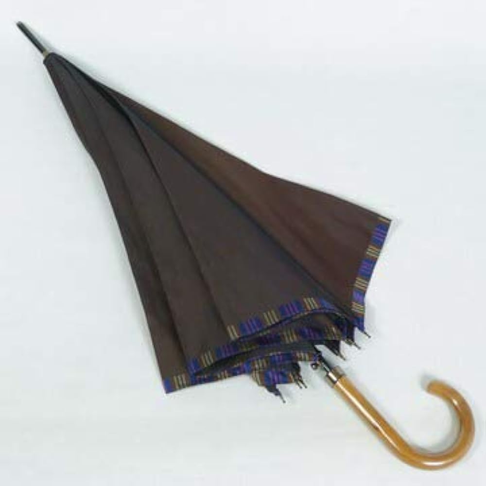 Luxury Koshu-ori Men's Long Umbrella "Tie" Plain ✕ Striped BROWN Makita Shoten, a long-established Koshu-ori umbrella manufacturer with a history of over 140 years since the Edo period, Men's Luxury Umbrella