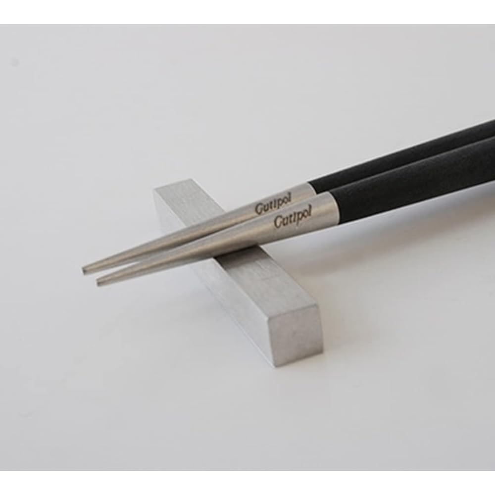 Cutipol GOA Chopsticks + Chopstick Rest Pair Gift Box (Black/Silver)