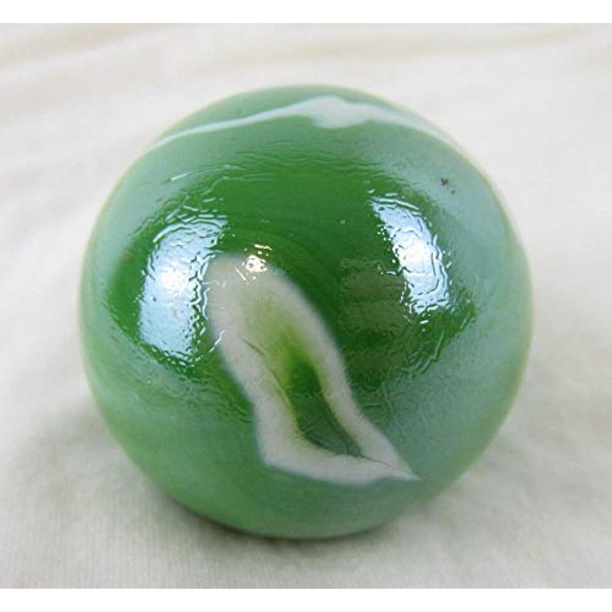 Big Game Toys~Large 50mm (2") Mossy Green Toe Breaker with Marble Stand Green/White Glass Ball Big Swirl