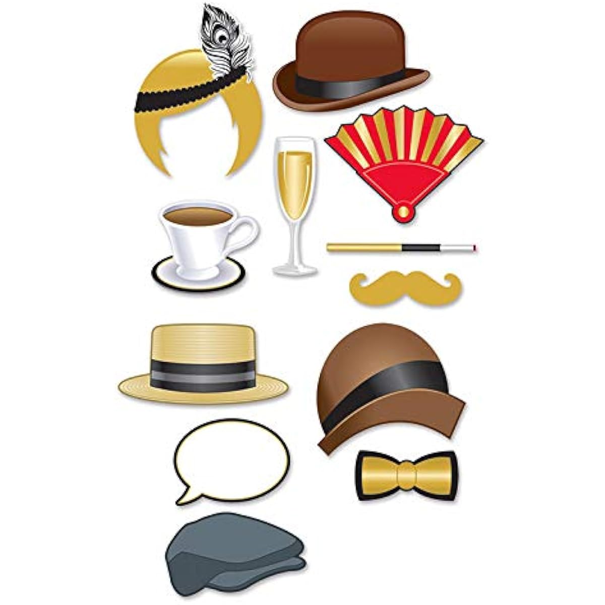 Beistle 12 Piece 20s Flapper Assorted Designs Pictures and Fun Signs, Multicolor, 1 Pack