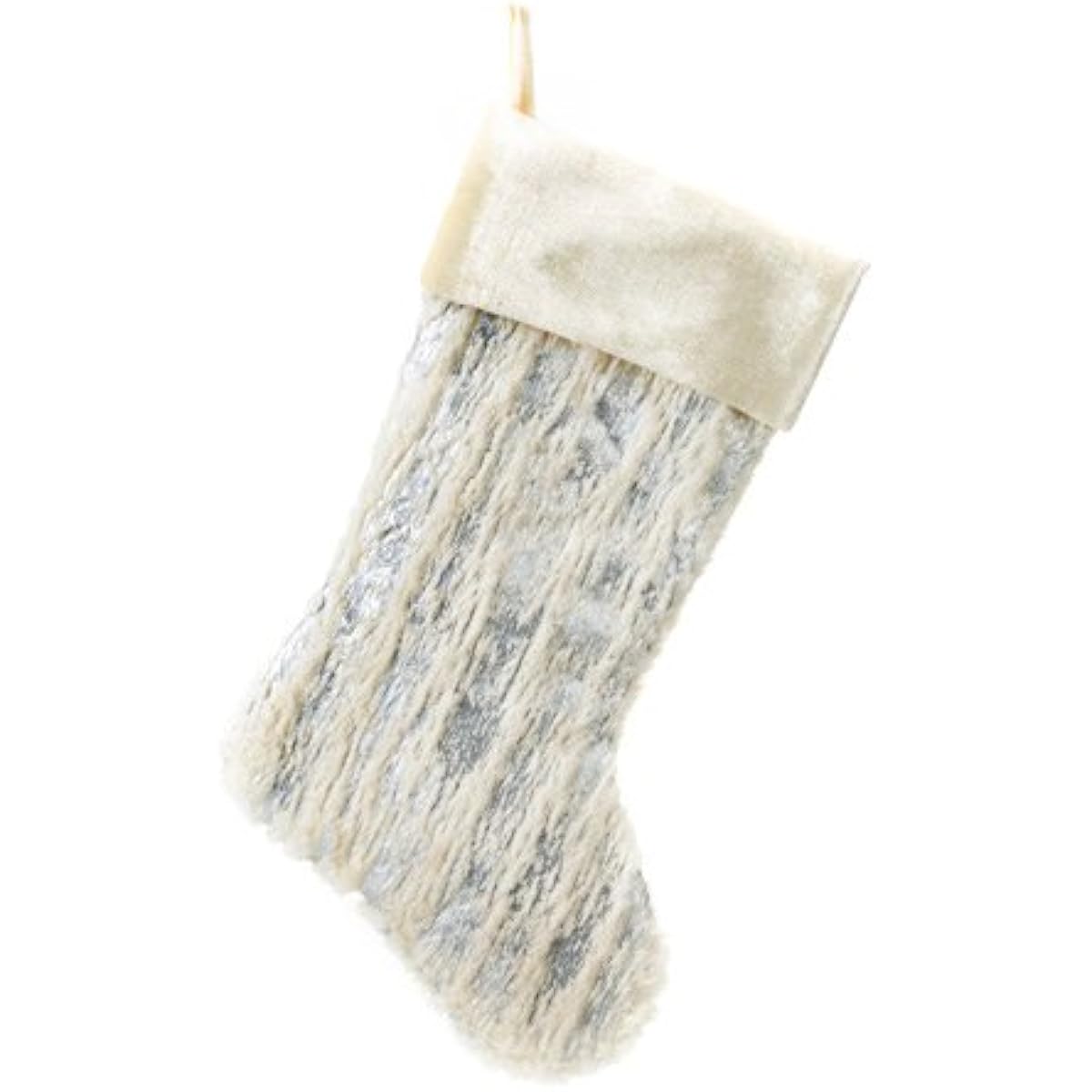 Ivory and Silver Polyester Stockings with Cuffs: 10" x 15.5"