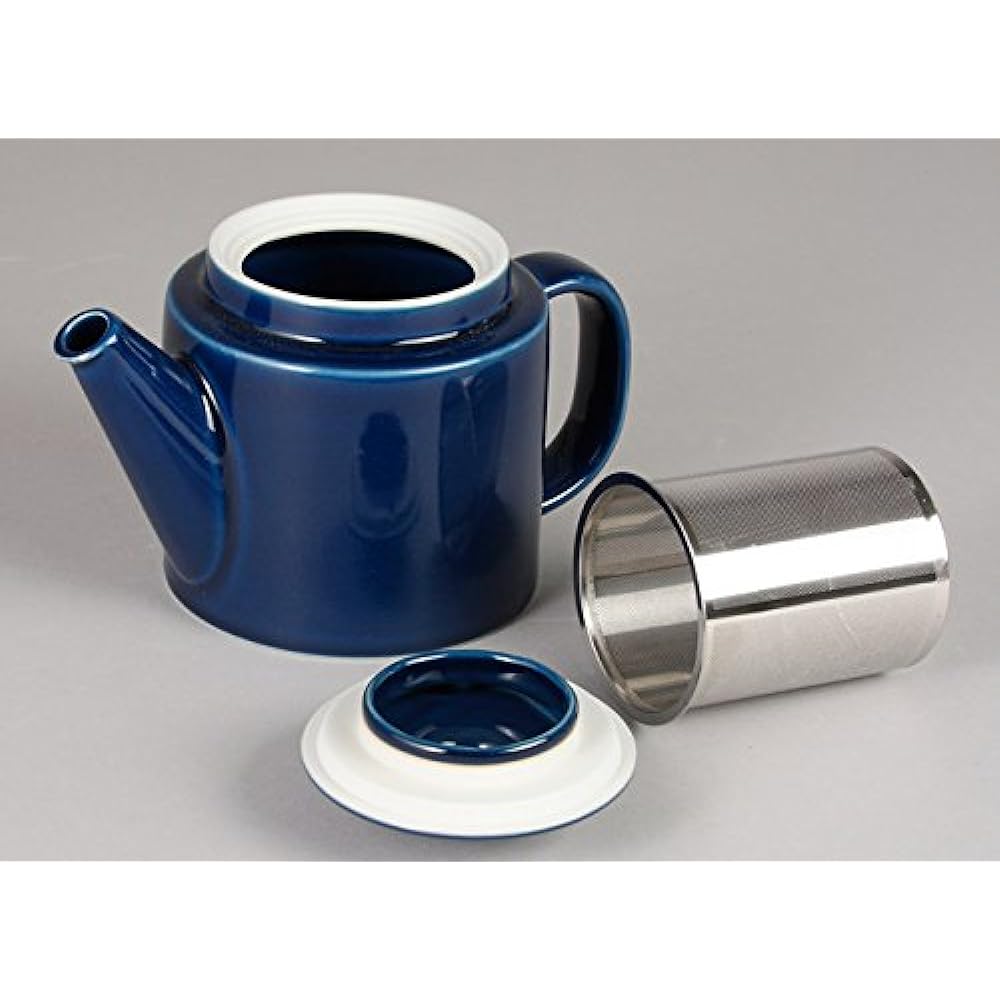 Nishikai Pottery Hasami Ware Common Teapot Teapot Navy Super Stainless Steel with Tea Strain Capacity Approximately 1000ml Made in Japan 13254