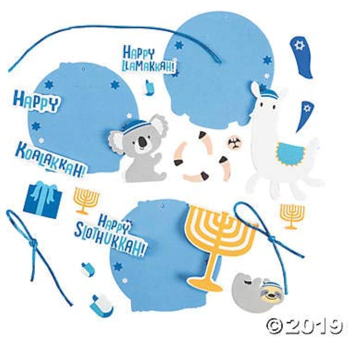 Fun Express Animal Hanukkah Ornament Craft Kit (12 Pieces) Jewish Crafts for Kids