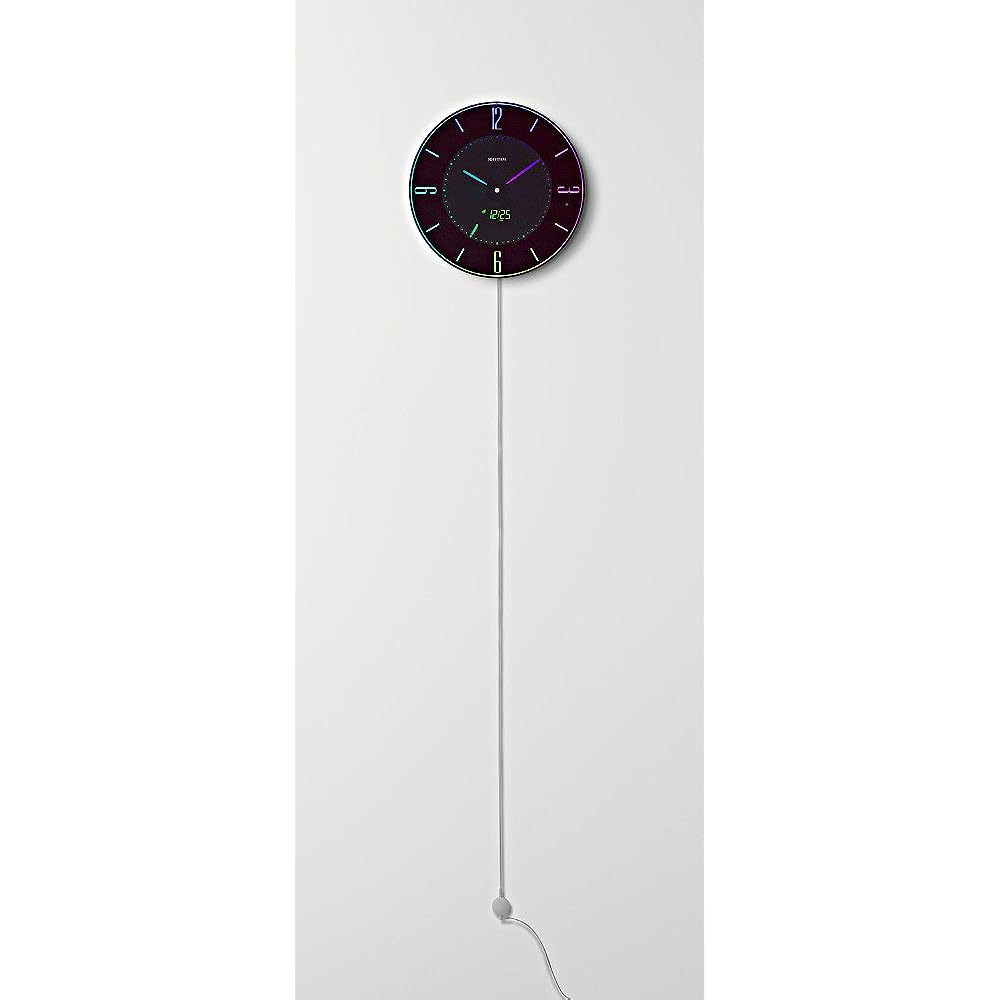 RHYTHM Wall Clock, Table Clock, Radio Clock, 365 Colors, LED, Push Color, Change Function, Black, Iroria, 8RZ197SR02 φ27x2.1cm