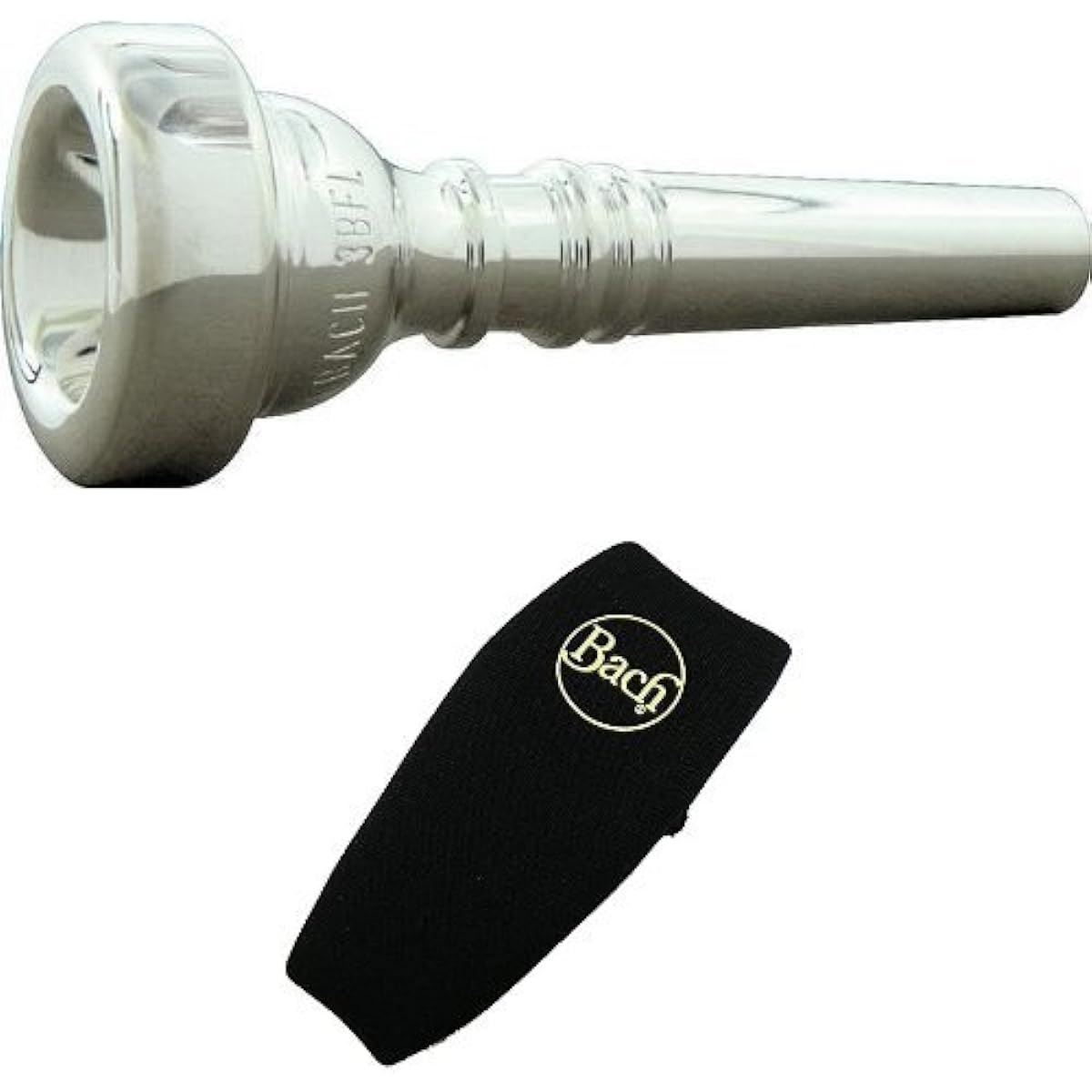 Bach Flugelhorn Mouthpiece 3C Silver Plated Finish & Neoprene Mouthpiece Pouch Set