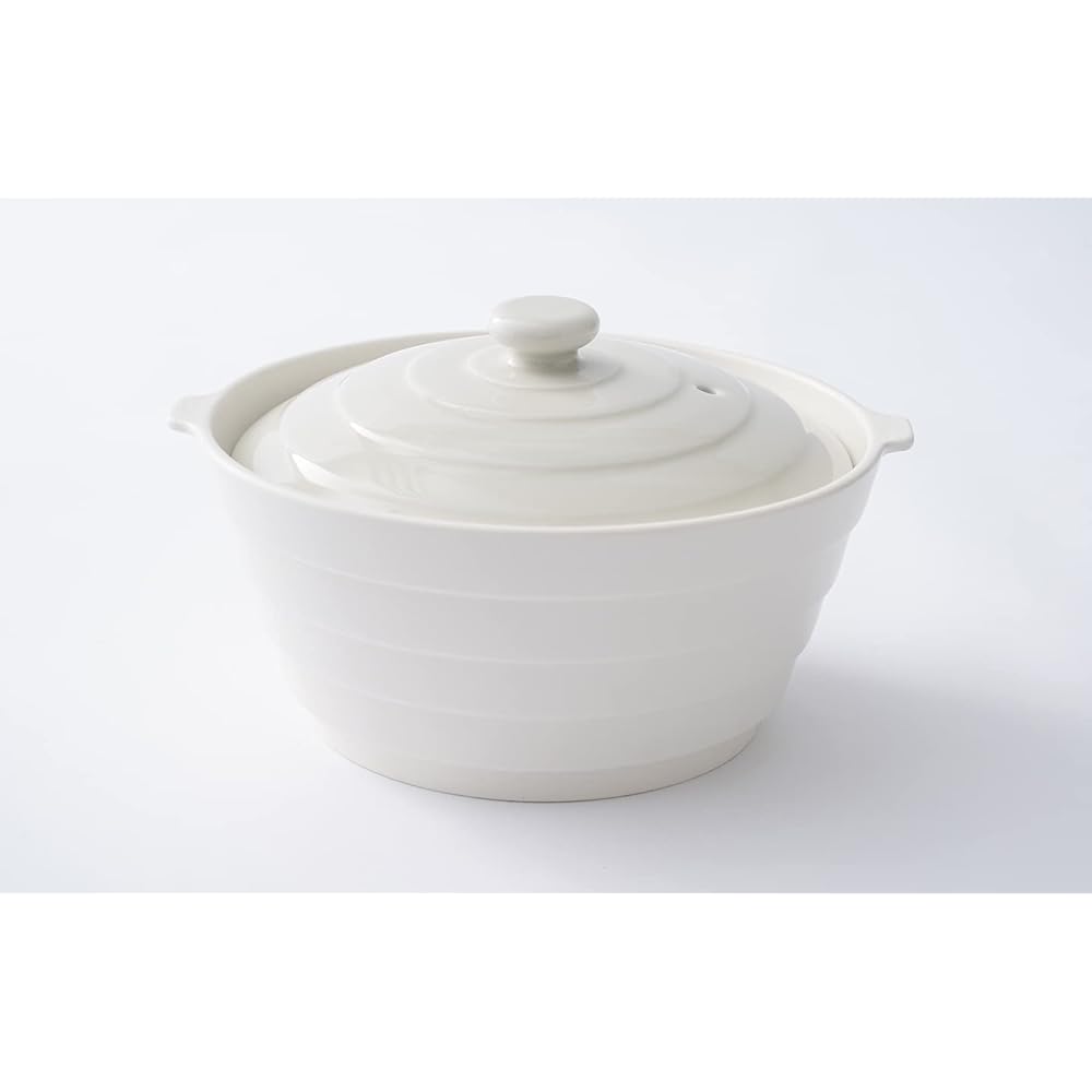 Hachiemon Kiln Daikei Only Bowl, Versatile Cooking Pot, Direct Fire, Oven, Microwave Safe, Light, Easy to Use, Arita Ware Ivory HJ-05
