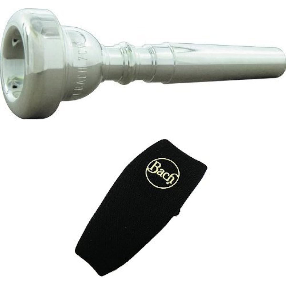 Back Trumpet Mouthpiece 7CW Silver Plated & Neoprene Mouthpiece Pouch Set