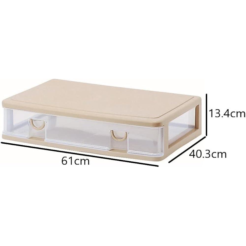 Thanko Plastic Thin Clothes Storage Wide Elpis Width 61 x Depth 40.3 x Height 13.4cm Soft Beige 10 Pieces