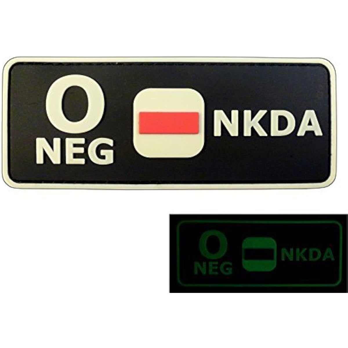 Glow in the Dark O NEG Blood Type NKDA Combat Tactical PVC Rubber 3D Velcro Patch